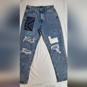 Patchwork Distressed Jeans By Simple Society. Sz 7x28
